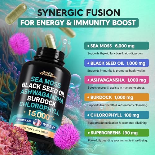 Irish Sea Moss | Black Seed Oil | Ashwagandha | Burdock | Chlorophyll | Supergreens