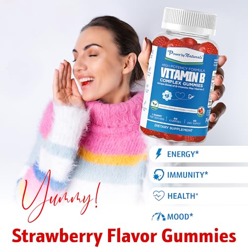 Power By Naturals B Complex Vitamins for Women - 60 Vegan Gummies for Prenatal Support, Energy Boost