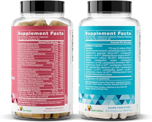 Natural Prenatal Bundle – Glow Prenatal Multivitamin – Momma Probiotics for Mom & Baby