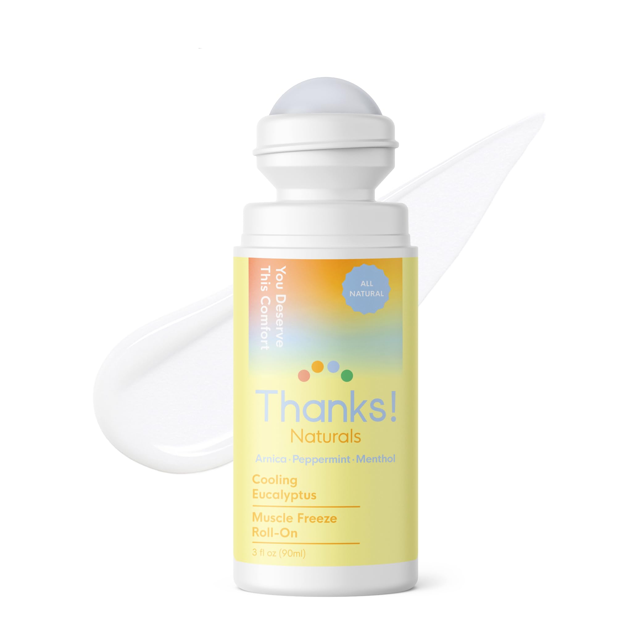 Thanks! Naturals Muscle Freeze Roll On, Cooling Eucalyptus, Vegan, Cold Pressed Formula with Jojoba Oil, Vitamin E & Peppermint, Use on Neck, Knees & Joints, Post Workout Essential, 3 FL OZ