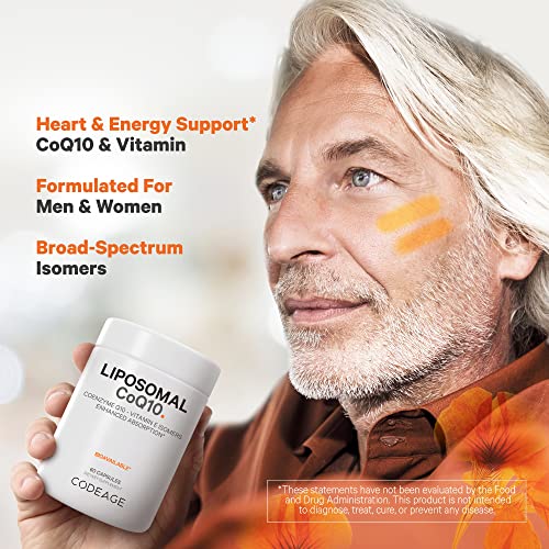 Codeage Liposomal CoQ10 Supplement - Vitamin E Isomers Tocopherols - 125mg Coenzy
