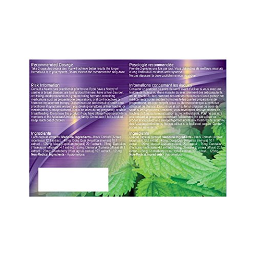 Herbamax Menopause Lubrication & Hot Flash Relief 100% Herbal Health Canada Licenced