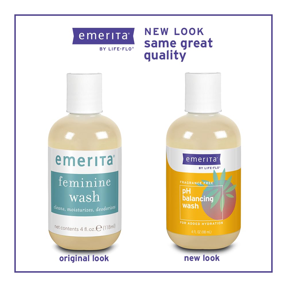 Emerita by Life-flo pH Balancing Feminine Wash, Hydrating Cleanser Soothes Delicate Areas