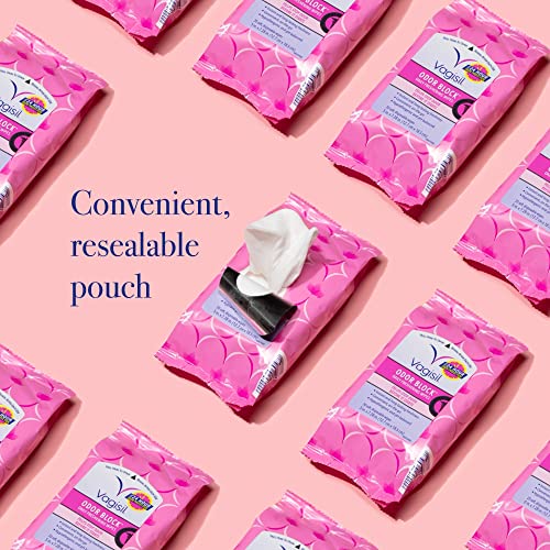 Vagisil Odor Block Daily Freshening Wipes for Feminine Hygiene in Resealable Pouch