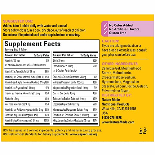 Nature Made Multivitamin For Her 50+ with No Iron, Womens Multivitamin for Daily Nutrition