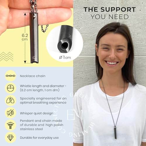 Mindful Breathing Necklace for Anxiety Stress Relief - Earth and Moon Stainless Steel Anxiety