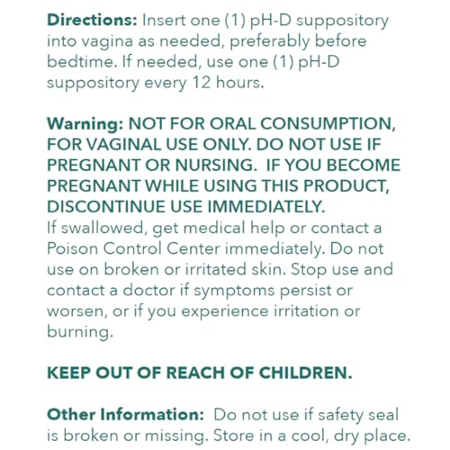 pH-D Feminine Health - 600 mg Boric Acid Suppositories - Woman Owned - for Vaginal Odor Use - 12 Count