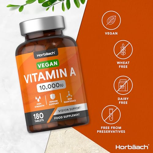 Vitamin A Tablets 10000iu | 180 Count | High Strength Vitamin A as Retinol Acetate