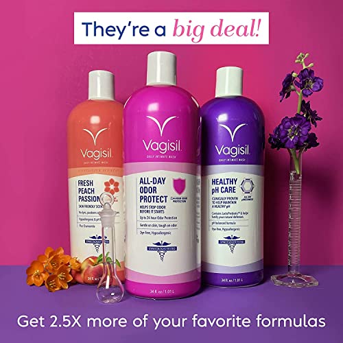 Vagisil Scentsitive Scents Fresh Peach Passion Daily Intimate Wash for Women, Gynecologist Tested