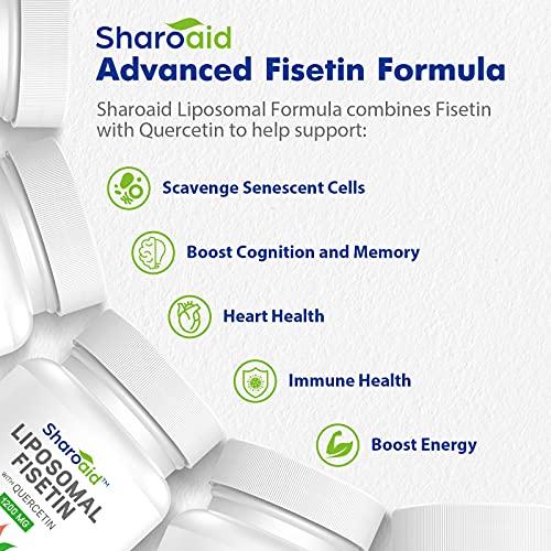 Sharoaid Liposomal Fisetin with Quercetin Supplements 1200 mg per Serving,High Absorpti