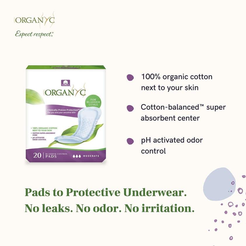 Organyc 100% Organic Cotton Light Incontinence Liners for Bladder Leakage Control