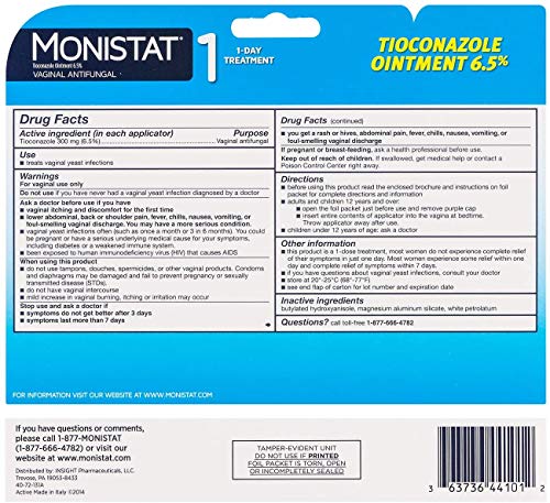 Monistat 1-Day Yeast Infection Treatment, Prefilled Applicator, 1 ea