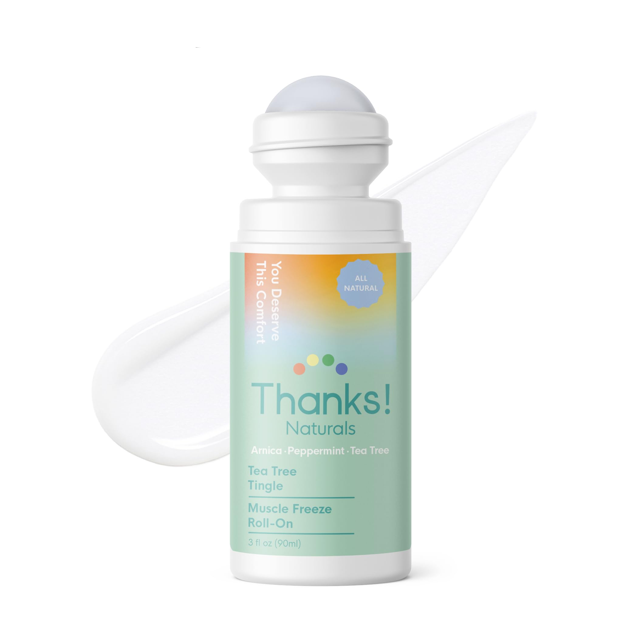Thanks! Naturals Muscle Freeze Roll On, Tea Tree Tingle, Vegan, Cold Pressed Formula with Shea Butter, Eucalyptus & Peppermint, Use on Neck, Knees & Joints, Post Workout Essential, 3 FL OZ