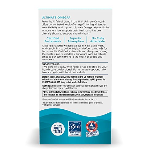 Nordic Naturals Ultimate Omega, Lemon Flavor - 60 Soft Gels - 1280 mg Omega-3