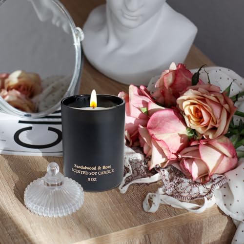 Sandalwood Rose Scented Candles, Christmas Birthday Candle Gifts for Women, Best Friends