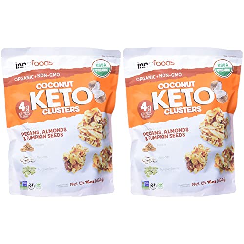 Inno Foods Organic Coconut Keto Cluster (Net Wt 16 Ounce), (Pack of 2)