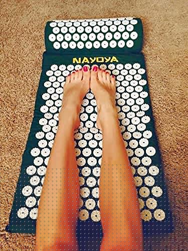 NAYOYA Neck and Back Pain Relief - Acupressure Mat and Neck Pillow Set - Relieves Stress and Sciatic Pain