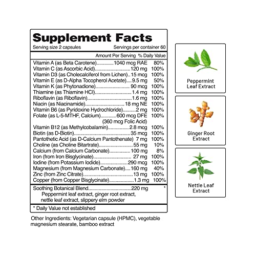 Snap Supplements Prenatal Vitamin with Iron, Vitamin B12, Folic Acid, Botanical Blend
