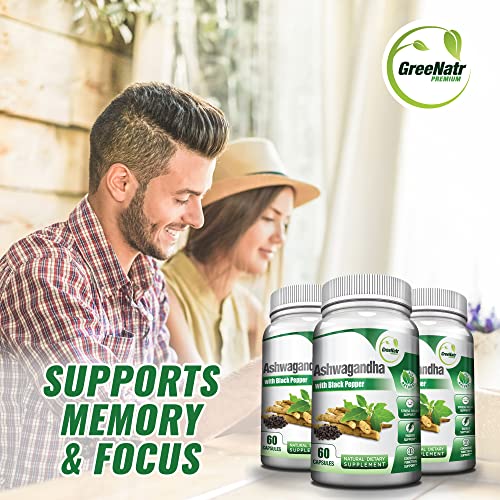 GreeNatr Total Wellness Support with Ashwagandha Capsules with Black Pepper for Enhanced Absorption