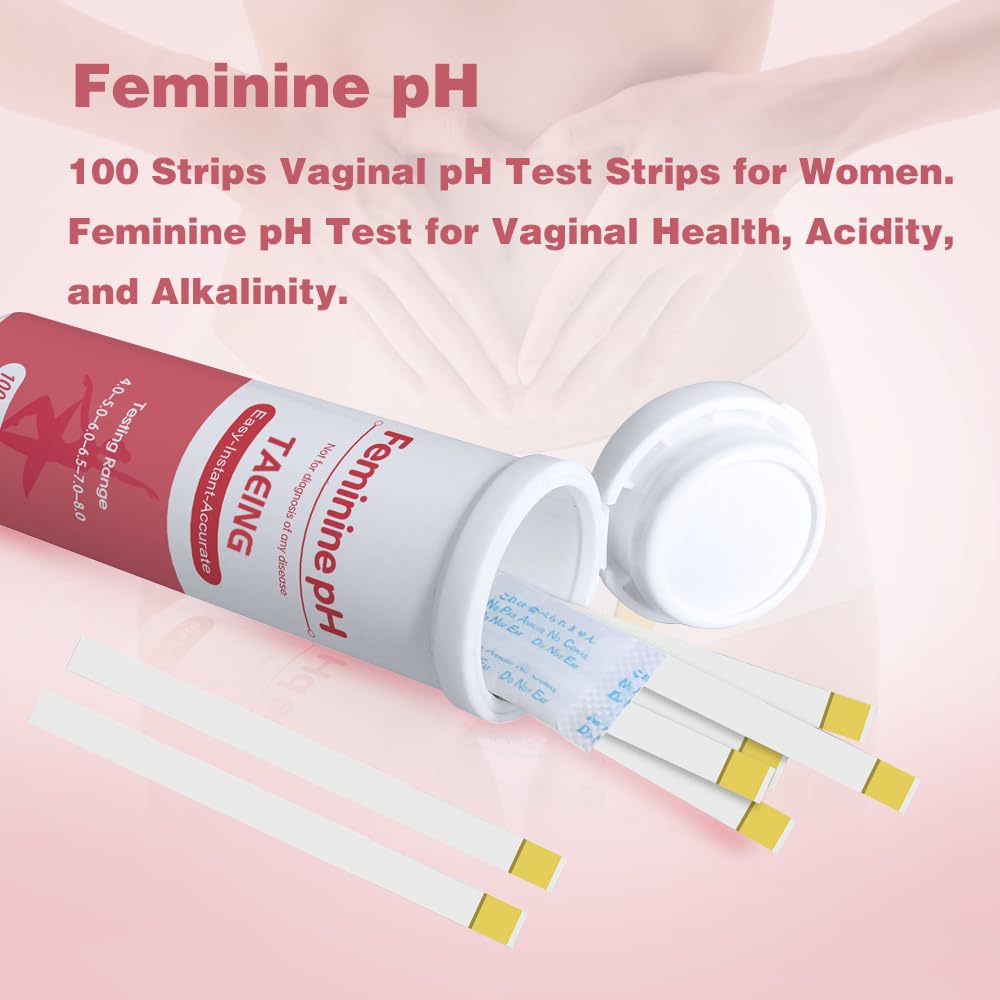 TAEING Vaginal Health pH Test Strips, 100pcs Feminine pH Test for Women, pH-Balance Monitor