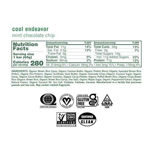 GoMacro MacroBar Organic Vegan Protein Bars - Mint Chocolate Chip, 2.3 Ounce Bars