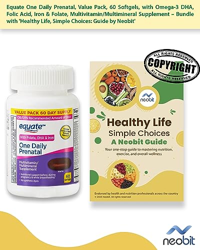Equate One Daily Prenatal, Value Pack, 60 Softgels, with Omega-3 DHA, Folic Acid, Iron & Folate