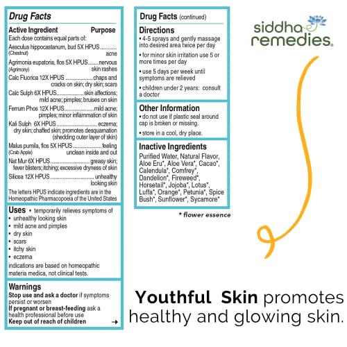 Siddha Remedies Youthful Skin Cell Salts Flower Essences for Dry Itchy Skin, Acne Pimples, Scar Removal