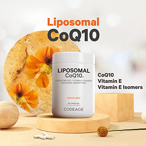 Codeage Liposomal CoQ10 Supplement - Vitamin E Isomers Tocopherols - 125mg Coenzy