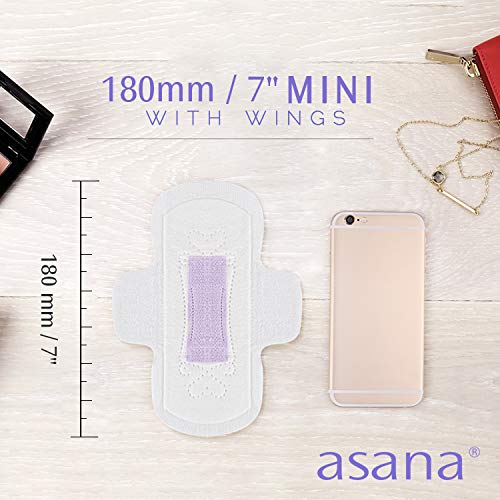 Asana Natural Teen Period Pads Combo Pack (Mini, Mini Long, Liner, and Women Reg - Chlorine Free