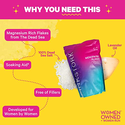 Pink Stork Menopause Flakes: Relaxing Lavender Scented Bath Salts for Women, Pure Magnesium