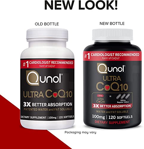 Qunol CoQ10 100mg Softgels, Ultra CoQ10 100mg, 3x Better Absorption, Antioxidant