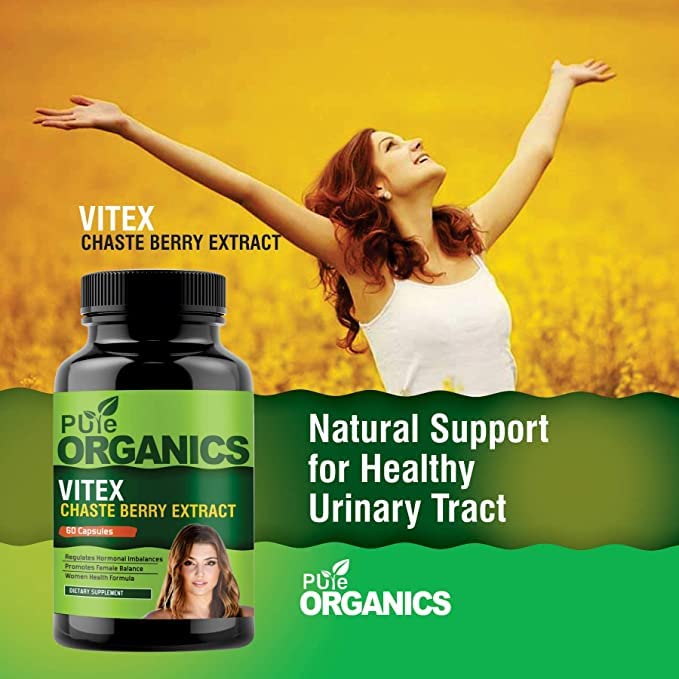 Organic Vitex Chasteberry Extract, Helps Sooth Symptoms of PMS and Menopause, 60 Capsules
