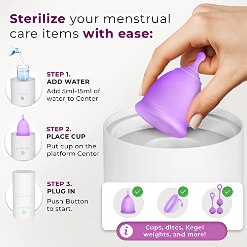 Carecup Menstrual Cup Sterilizer - Modern Menstrual Cup Cleaner Unscented Sanitizer - 2-Minute