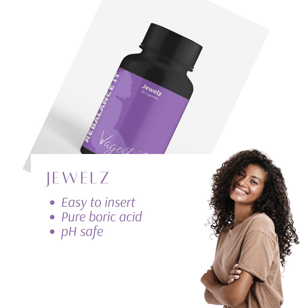 Vagesty Jewelz boric Acid Vaginal Suppositories, 100% Pure boric Acid, rebalance Vaginal pH