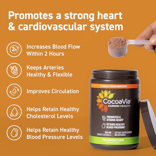 CocoaVia Cardio Health Cocoa Powder, 60 Servings, 500mg Cocoa Flavanols
