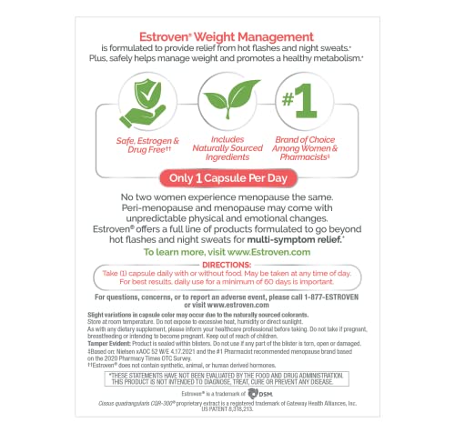 Estroven Weight Management for Menopause Relief - 30 Ct