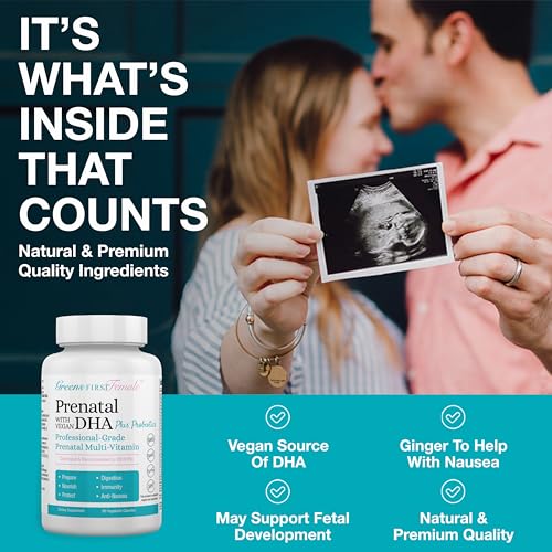 Greens First Female Prenatal Vitamin with Vegan DHA - Pregnancy Multivitamin Supplement