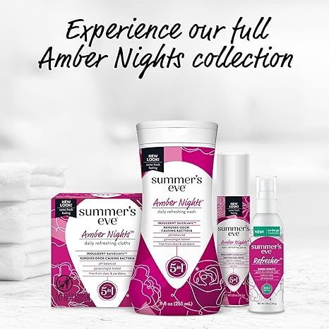 Summer's Eve Refresher Mist, Feminine Spray Reduces Odor, Amber Nights, Body Spray for Women