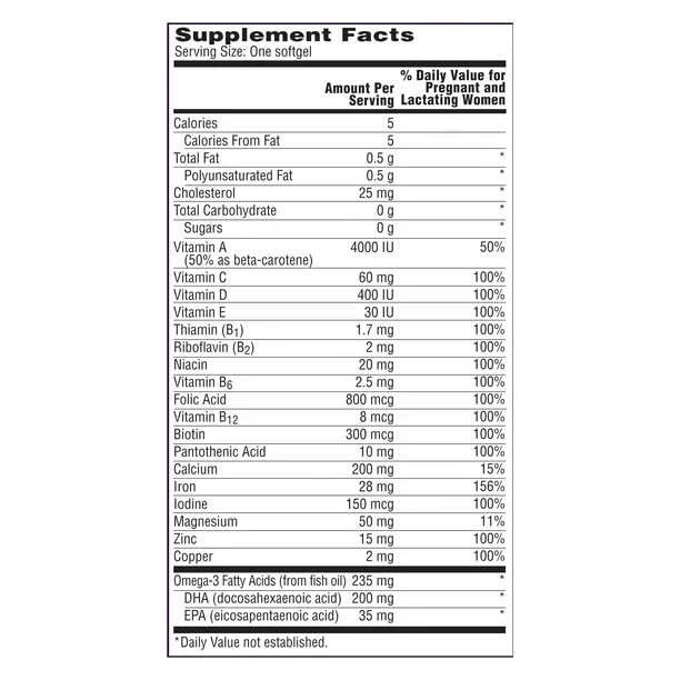 ikj Women's Prenatal Multivitamin with Folic Acid, DHA and Iron, 30 Ct