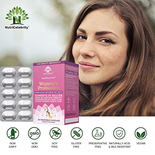 Nutricelebrity NutriFlora-Pro Probiotics for Women - Support Vaginal, Urinary Health
