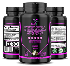 90 Caps Pueraria Mirifica 1000mg Pills - (10:1 Extract Equivalent to 10000mg) High Potency