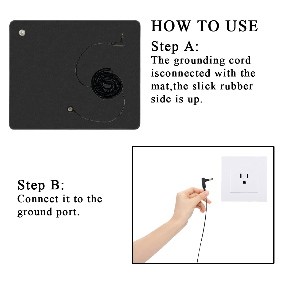 WAUZOBLE Grounding Mat, Grounding Bed Foot Mat with 1 Grounding Cord Indoor Mat Improving