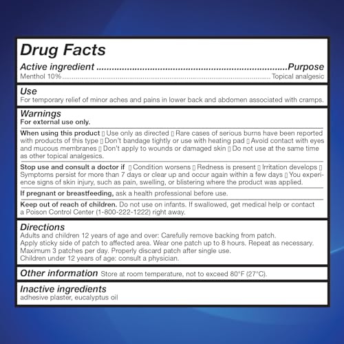 HealthWise Menstrual Pain Relief Period Patch | 10% Menthol | Strong, Soothing Relief
