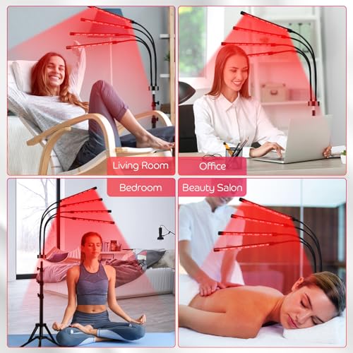 Devowellte Red Light Lamp for Face, 80 LEDs Red Light Lamp Height Free Adjustment Infrared Light