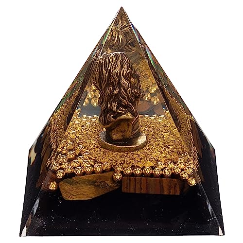FENGSHUI-CAISHEN Mini Jesus Figurine in Healing Crystal Orgone Pyramid - Obsidian Tiger's Eye