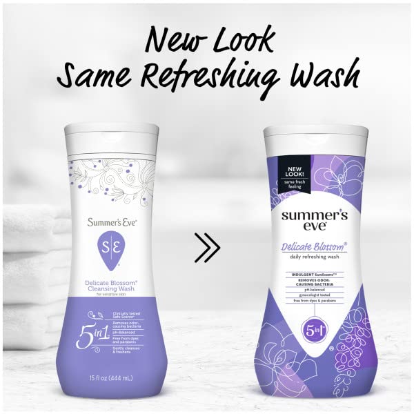 Summer's Eve Delicate Blossom Daily Refreshing Feminine Wash, Removes Odor, pH balanced, 15 fl oz