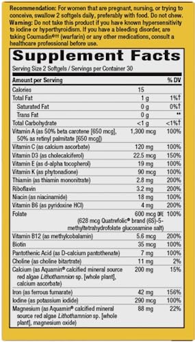 Nature's Way Alive! Complete Premium Prenatal Multivitamin for Women, Healthy Eye and Brain