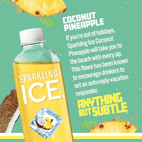Sparkling Ice, Coconut Pineapple Sparkling Water, Zero Sugar Flavored Water, with Vitamin