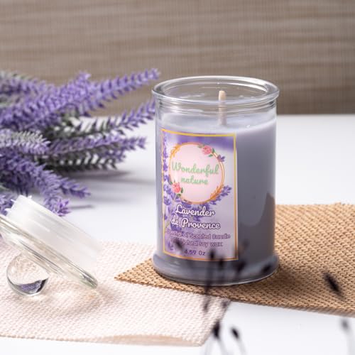 Wonderfulnature Lavender de Provence Pure Essential Oil Scented Candle, Aromatherapy