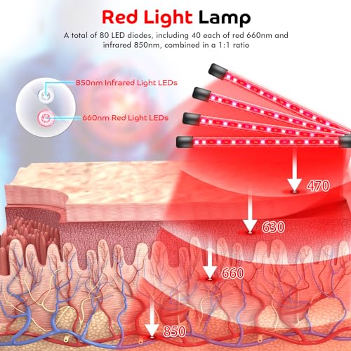 Devowellte Red Light Lamp for Face, 80 LEDs Red Light Lamp Height Free Adjustment Infrared Light